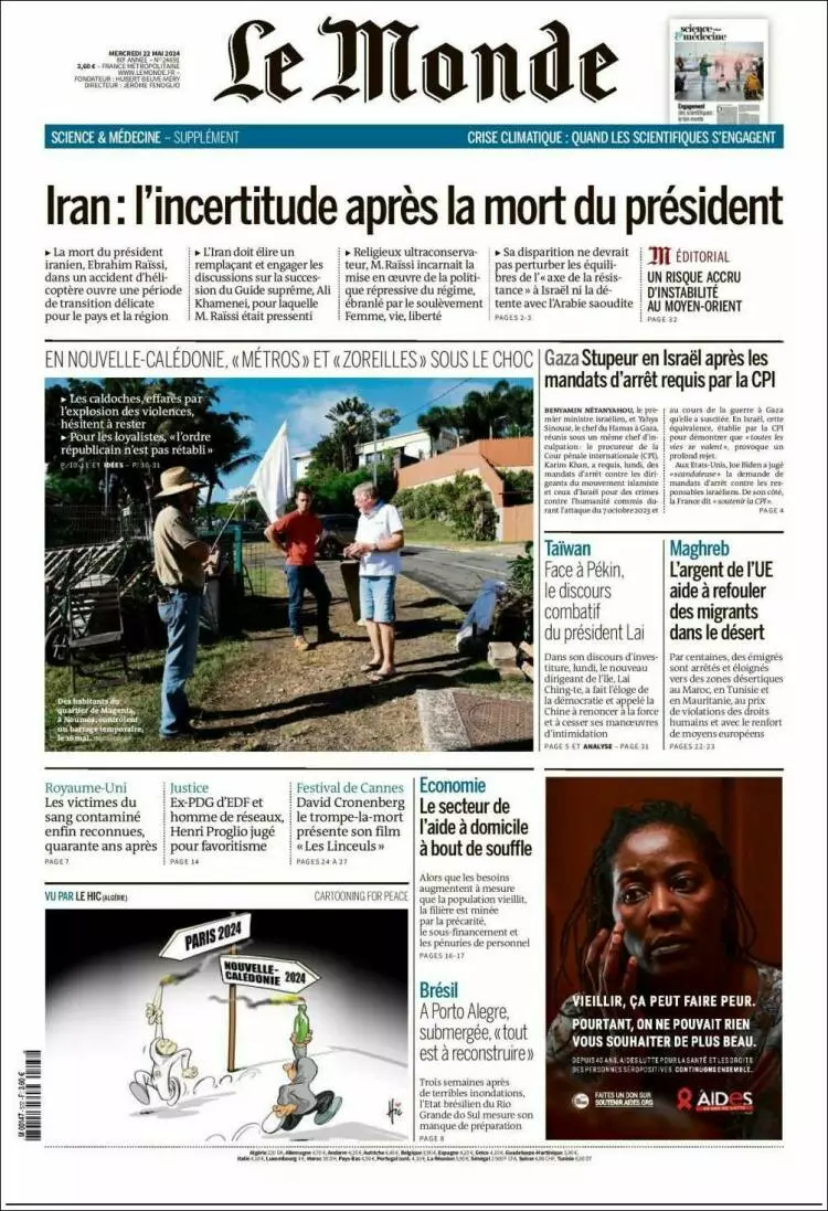 Prima-pagina-le monde-edizione-di-oggi-22-05-2024